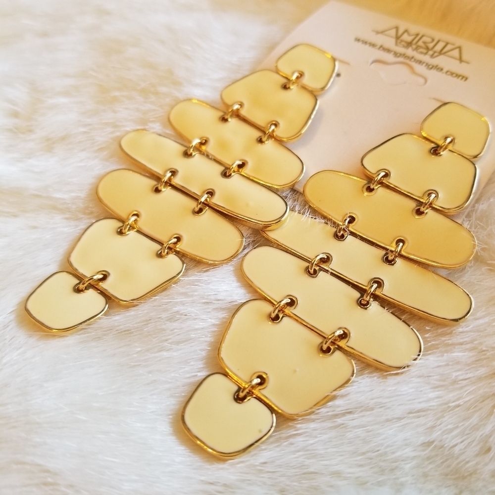 NWT Amrita Singh Ivory Goldtone Broome Street Gold Earrings - Picture 5 of 10